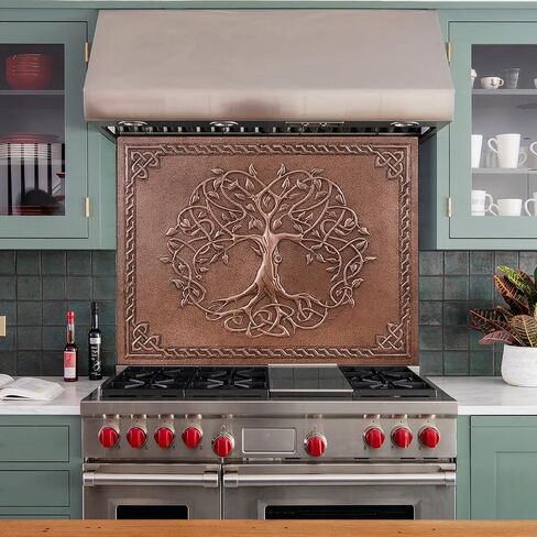 Kitchen Backsplash, Sacred Tree with Celtic Border Copper Backsplash, Custom Copper Backsplash Panel, Handmade Copper Backsplash Tile, Indoor Outdoor Wall Decor (Copper) in Saudi Arabia
