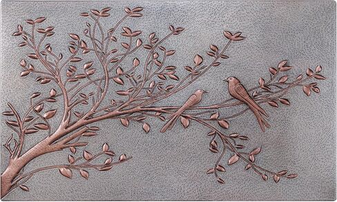 Kitchen Backsplash, Birds on Tree Branches Copper Backsplash, Custom Copper Backsplash Panel, Handmade Copper Backsplash Tile, Indoor Outdoor Wall Decor (Gray&Copper) in Saudi Arabia