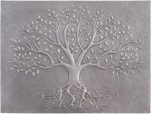 Handmade Copper Kitchen Backsplash Tiles, Tree of Life with Roots Stove Splashback, Custom Copper Backsplash Panel, Handmade Copper Backsplash Tile, Indoor Outdoor Wall Decor (Gray) in Kuwait