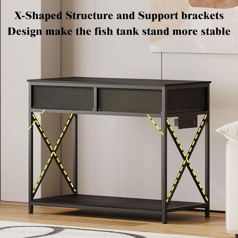 40-50 Gallon Fish Tank Stand，Aquarium Holder with Power Outlet and 2 Drawers，Heavy Duty Breeder Turtle Terrarium Stand Suitable for Turtle Tank, Reptile Terrarium, for Home Office (Black) in Saudi Arabia