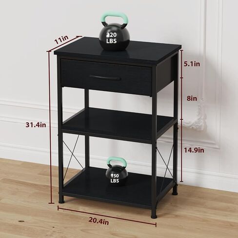 TFK 5-10 Gallon Fish Tank Stand, Height Adjustable Metal Aquarium Stand with Storage Drawers for Fish Tank Accessories Storage, Perfect for Turtle Tank, Reptile Terrarium, Black in Saudi Arabia