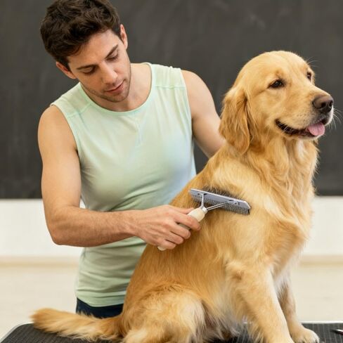 Dog Brush for Shedding, grooming tools with wood handle, suitable for dogs in Saudi Arabia