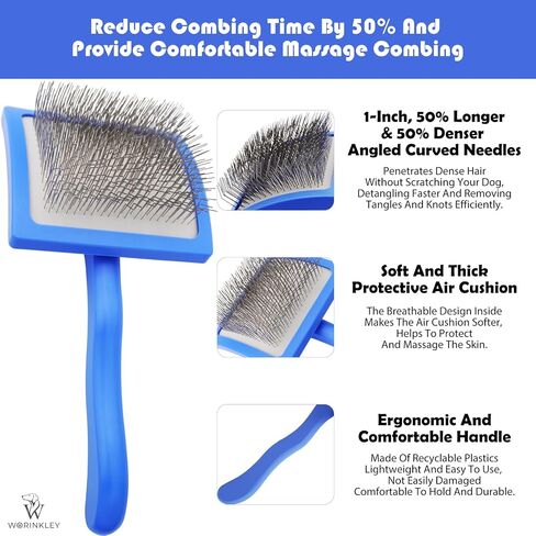 فرشاة Slicker للكلاب، فرش احترافية للعناية بالحيوانات الأليفة من أجل Goldendoodles، Labradoodles، Poodles - دبوس طويل لفك تشابك فرشاة إزالة تشابك الكلاب - كبيرة in Saudi Arabia