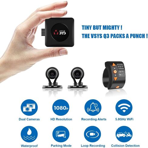 VSYSTO D6WL Motorcycle Dash Camera No Screen Safe Driving 130°Wide Angle IP67 Waterproof Dual Motor Drive Recorder 1080P Support Max 256GB G-Sensor WDR Loop Recording WiFi in Saudi Arabia