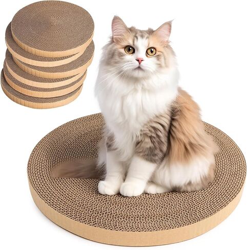 4pcs Cat Scratch Pad, Cat Scratcher Cardboard & Cat Scratching Pads - Round Cat Scratcher Refill, 10 Inch Diameter 7/8 Inch Thick cat scratchers for Indoor Cats in Saudi Arabia