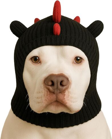 LovinPet Christmas Dog Hat Snood for Medium & Large Dogs, Holiday Antler Costume Ear & Neck Warmer, Soft 4‑Way Stretch Knit, Adjustable Fit, One Size,Multi-Colored in Saudi Arabia