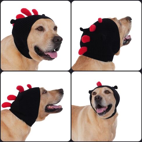 LovinPet Christmas Dog Hat Snood for Medium & Large Dogs, Holiday Antler Costume Ear & Neck Warmer, Soft 4‑Way Stretch Knit, Adjustable Fit, One Size,Multi-Colored in Saudi Arabia