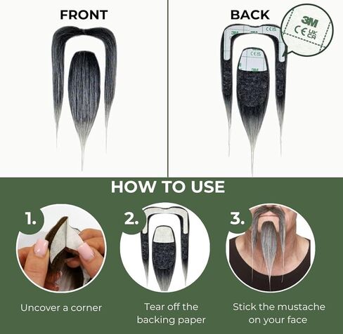 Mustaches Self Adhesive Fake Mustache and Beard, Novelty, Shaolin False Facial Hair, Costume Accessory for Adults Black Color in Saudi Arabia