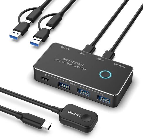 مفتاح KVM، محول USB RSHTECH مع HDMI 4K@60 هرتز و4 منافذ USB 3.0، مفتاح HDMI KVM لجهازي كمبيوتر مشاركة طابعة لوحة المفاتيح والماوس وشاشة عالية الدقة مع كابلين USB وكابلين HDMI in Saudi Arabia