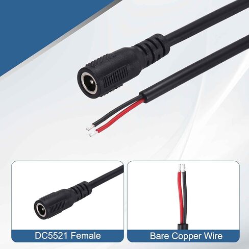 meccanixity 2pcs dc powera power cables ، 5.5mm × 2.1 مم موصل قابس برميل أنثى إلى سلك عاري مفتوح 30 سم لأجهزة الكمبيوتر المحمولة للكمبيوتر المحمول الأجهزة الإلكترونية in Kuwait