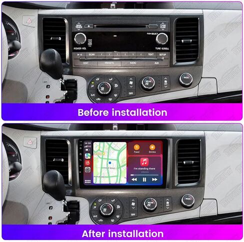 Android 12 Car Stereo Double Din for Toyota Sienna 2011 2012 2013 2014, 9 Inch Octa Core Car Radio Wireless Wired Car-Play Android Auto GPS Navi IPS Touchscreen FM AM RDS DSP, 2GB RAM 32GB ROM in Saudi Arabia