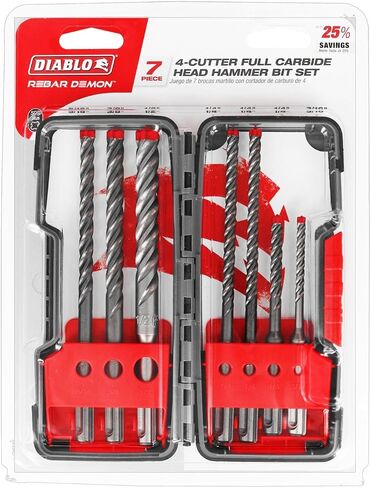 Diablo DMAPL9930-S6 6pc SDS-Plus Rebar Demon™ 4-Cutter Full Carbide Head Hammer Drill Bit & Chisel Set (6-Piece) in Kuwait