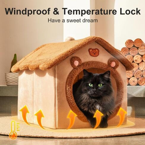 Dog&Cat House Dog&Cat Bed with Cover Cave with Non-Slip Bottom. (Brown Bear, Small) in Saudi Arabia