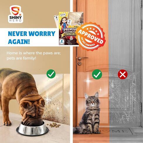 8-Pack - Clear Wall & Door Protector from Dog Scratching - Anti Cat Couch Guard Plastic Sheets, Furniture Self-Adhesive Removable Sticky Tape, Transparent Thick Sofa Scratch Deterrent Frame Cover Film in Saudi Arabia