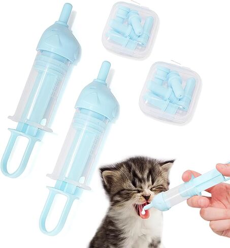 LogFaadCoi Kitten Bottle Feeding Kit for Nursing, Milk Bottles for Feeding Newborn Puppies,Anti-chocking Design,with 2 Syringes and 10pcs Replaceable Nipples (Blue) in Saudi Arabia