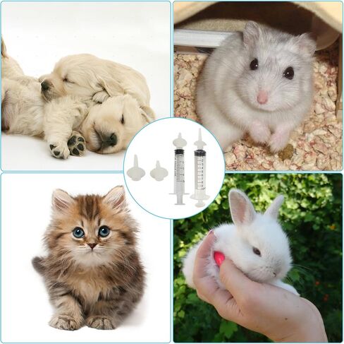 10pcs Kitten Feeding Nipples & Nursing Syringe, Silicone Newborn Kitten & Puppy Feeding Kit, Miracle Nipples for Kittens, Puppies, Rabbits, Squirrels, Small Animals (5ml + 10ml) in Saudi Arabia