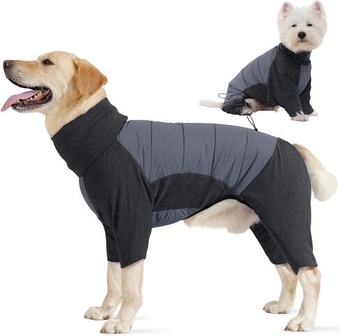 IDOMIK Dog Coat, Waterproof Dog Winter Coat with Harness Hole, Four-Legged Turtleneck Doggy Jackets for Large Medium Small Dogs, Warm Pet Pajamas Snow Jacket for Christmas Cold Weather,Red,XL in Kuwait