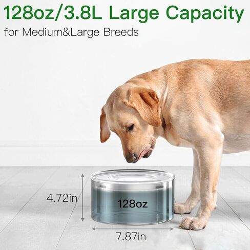 1Gallon No Spill Water Bowl for Dogs, US Patented Splash-Proof Paws Lid, 18/8 Stainless Steel, Anti-Slip Base, Slobber Stopper for Messy Large Medium Dogs, Ear Protection for Floppy-Eared Breeds in Kuwait