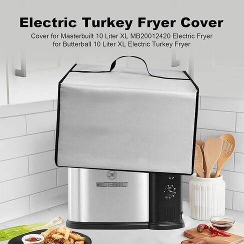 Dust Cover Heat-Resistant Heavy Duty Nylon Waterproof Cover Compatible with Masterbuilt 10 Liter XL MB20012420 Electric Fryer Boiler and Steamer (Black) in Saudi Arabia