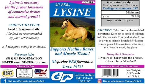 SU-PER Lysine Supplement for Horses - Supports Healthy Bones & Muscle Tissues - Equine Essential Amino Acid - 2.5 Pound, (2 Pack) in Kuwait