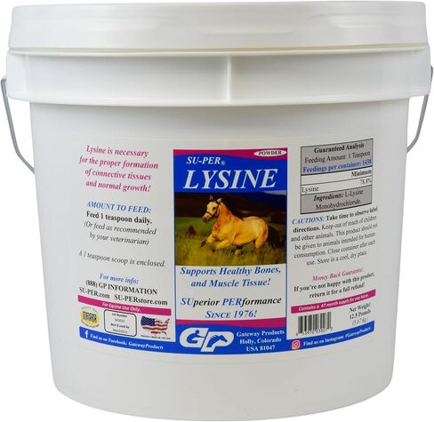 SU-PER Lysine Supplement for Horses - Supports Healthy Bones & Muscle Tissues - Equine Essential Amino Acid - 2.5 Pound, (2 Pack) in Kuwait