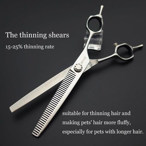7 inches Safe Dog Grooming Scissors Set with Round Tip,Straight & Thinning & Curved Shears Set with comb for Dog & Cat Grooming human hair cutting (Black 4 in 1 with comb) in Saudi Arabia