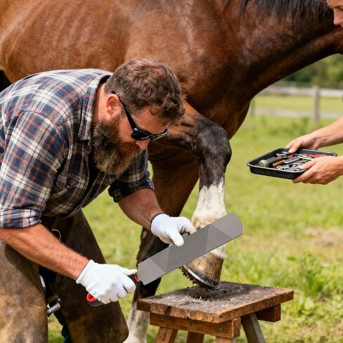 Hoof Rasp for Horse, 14in/33.5cm Steel Goats Sheep Hoof Rasp Double-Sided Rough or Fine Teeth Design Trimmers Farrier Tool Supplies for Horse Donkey Cow Goat Hooves Trimming Smoothing and Grooming in Saudi Arabia