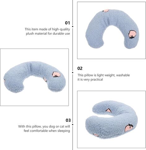U-Shaped Pet Neck Pillow for Puppies and Kittens Comfortable Cervical Support Cushion Breathable Washable Blue Pillow for Cats and Dogs Supports Spine for Relaxing Sleep in Saudi Arabia