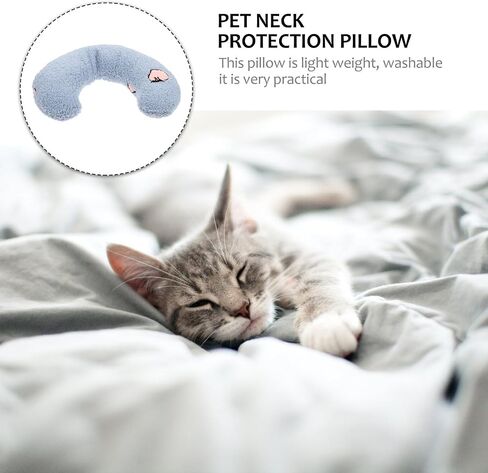 U-Shaped Pet Neck Pillow for Puppies and Kittens Comfortable Cervical Support Cushion Breathable Washable Blue Pillow for Cats and Dogs Supports Spine for Relaxing Sleep in Saudi Arabia