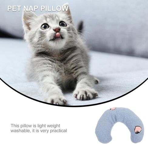 U-Shaped Pet Neck Pillow for Puppies and Kittens Comfortable Cervical Support Cushion Breathable Washable Blue Pillow for Cats and Dogs Supports Spine for Relaxing Sleep in Saudi Arabia