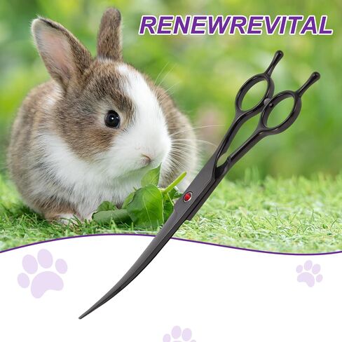 Dog Grooming Scissors, with Ergonomic Handle, Pill Popper for Cats, Upper Bend Shears, Stainless Steel Curved Shears for Dogs Cats, 7.5inch Golden in Saudi Arabia