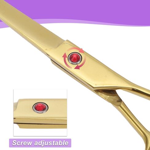 Dog Grooming Scissors, with Ergonomic Handle, Pill Popper for Cats, Upper Bend Shears, Stainless Steel Curved Shears for Dogs Cats, 7.5inch Golden in Kuwait