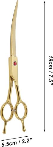Dog Grooming Scissors, with Ergonomic Handle, Pill Popper for Cats, Upper Bend Shears, Stainless Steel Curved Shears for Dogs Cats, 7.5inch Golden in Kuwait