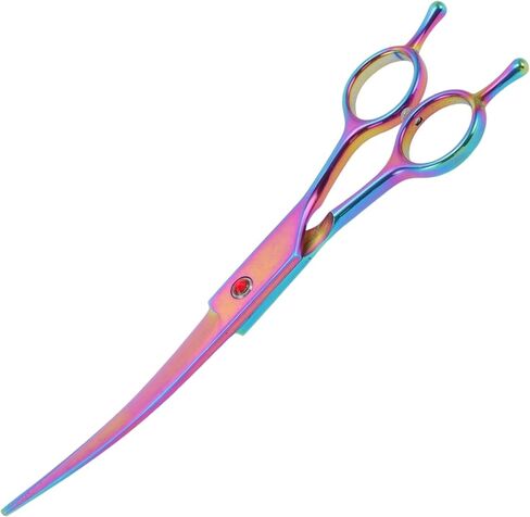 Dog Grooming Scissors, with Ergonomic Handle, Pill Popper for Cats, Upper Bend Shears, Stainless Steel Curved Shears for Dogs Cats, 7.5inch Golden in Saudi Arabia