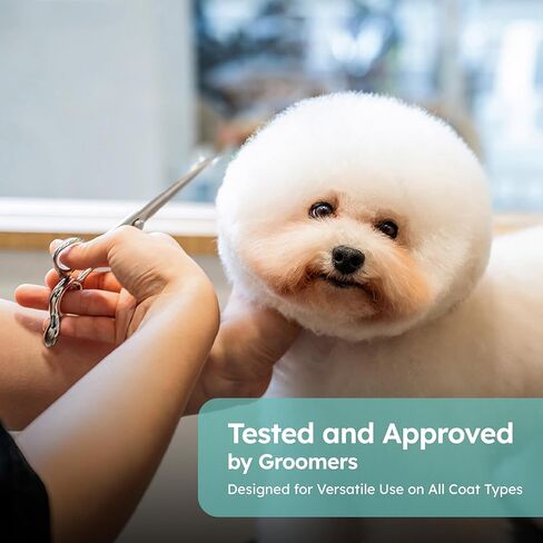 مقص العناية بالكلاب مقاس 7 بوصات - مقصات تخفيف الحيوانات الأليفة الاحترافية المصنوعة من الفولاذ الياباني VG10 للقطط والكلاب | قص نظيف وتشذيب دقيق | خفيف الوزن ومريح ومصنوع يدويًا | معدل التخفيف 50% | مقصات K9 in Kuwait