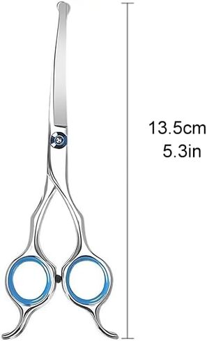 Curved Dog Grooming Scissors, 6 In Stainless Steel Pet Grooming Shears with Safety Round Tips for Dog Cat and Other Pets, Professional Trimming Tools for Face and Paws, Blue in Saudi Arabia