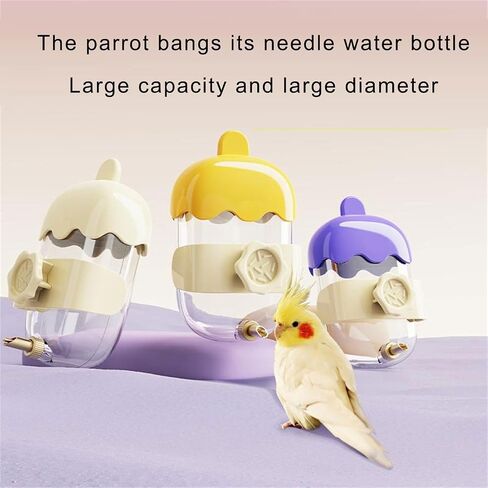 Automatic Bird Water Dispenser 360ml Clear Bottle for Parrots Cockatiels Small Pet Spring Load Design Waterer in Saudi Arabia
