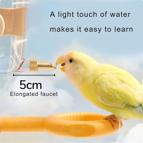 Automatic Bird Water Dispenser 360ml Clear Bottle for Parrots Cockatiels Small Pet Spring Load Design Waterer in Saudi Arabia