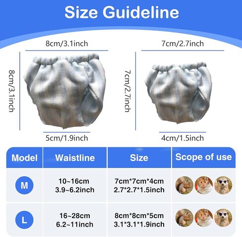2PCS Small Pet Diapers,Adjustable Sugar Glider Diapers Climbing Diapers,Washable,Specially Designed for Use on Pet Squirrels Small Medium Guinea Pig. (Grey, S) in Saudi Arabia