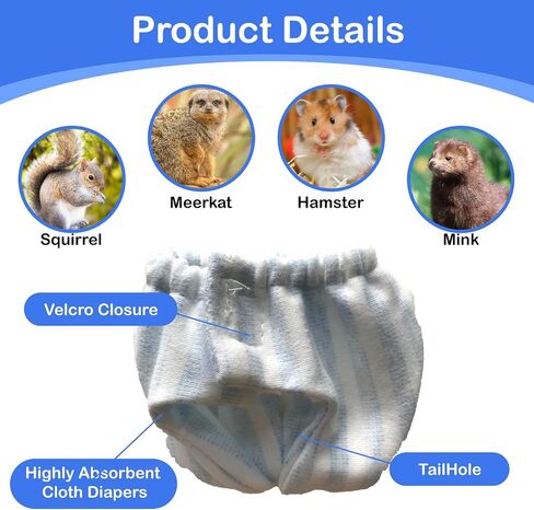 2PCS Small Pet Diapers,Adjustable Sugar Glider Diapers Climbing Diapers,Washable,Specially Designed for Use on Pet Squirrels Small Medium Guinea Pig. (Grey, S) in Saudi Arabia