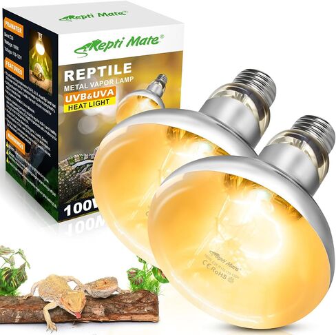 2 Pack 100W Reptile Heat Lamp Bulbs, Full Spectrum UVA/UVB Reptile Light Bulb and Basking Spot Light, UVB Light for Reptiles and Bearded Dragon, Turtle, Lizard, Snake, Amphibians in Kuwait