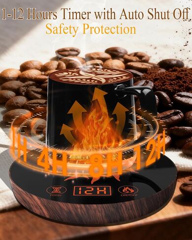 Coffee Mug Warmer for Desk with Auto Shut Off, Coffee Cup Warmer for Desk with 3 Temp.&1-12 Hours Timer(Birthday Xmas Gifts) in Saudi Arabia
