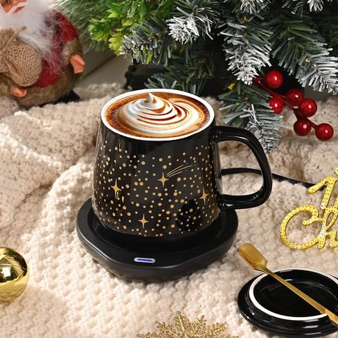 Waipfaru Coffee Mug Warmer Set, 2 Temperature Control & Auto Shut Off Mug Warmer for Desk, Gifts for Women, Heated Coffee Cup for Office, Home, Gift Set for Birthday, Christmas in Saudi Arabia