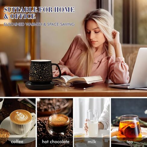 Waipfaru Coffee Mug Warmer Set, 2 Temperature Control & Auto Shut Off Mug Warmer for Desk, Gifts for Women, Heated Coffee Cup for Office, Home, Gift Set for Birthday, Christmas in Saudi Arabia