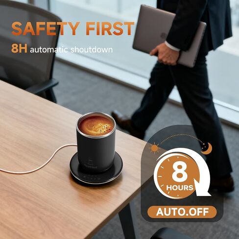 Self Stirring Coffee Mug with Temperature Control,Type-C Heated Magnetic Mixing Cup,3 Heat Levels,8-Hour Auto Shut-Off,USB Rechargeable Stainless Steel Smart Mug for Milk Protein Shakes Black 11oz in Saudi Arabia