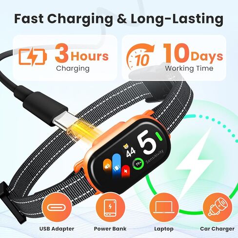 طوق نباح الكلاب المطور، طوق نباح ذكي من NATGOVOD مع 5 أوضاع و5 حساسية قابلة للتعديل وعداد للنباح، طوق صدمات تلقائي مقاوم للماء للكلاب الصغيرة والمتوسطة والكبيرة بوزن 10-120 رطل in Kuwait