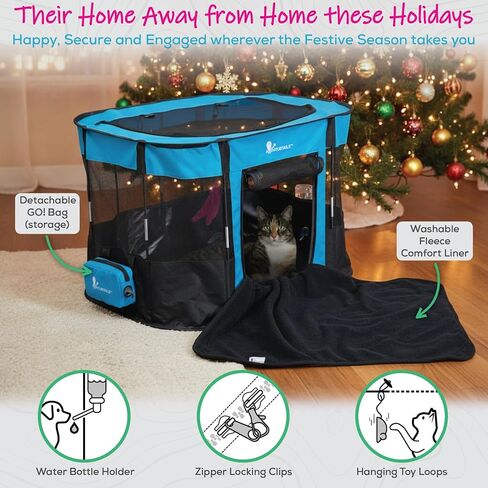 Portable Dog Playpen Medium - Cat Playpen for Indoor Cats Enclosed - Foldable Collapsible Fabric Pen - Travel Puppy Kitten Crate Kennel - Indoor Outdoor popup Tent for Pets Small Dogs Puppies Kittens in Saudi Arabia
