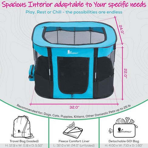 Portable Dog Playpen Medium - Cat Playpen for Indoor Cats Enclosed - Foldable Collapsible Fabric Pen - Travel Puppy Kitten Crate Kennel - Indoor Outdoor popup Tent for Pets Small Dogs Puppies Kittens in Saudi Arabia