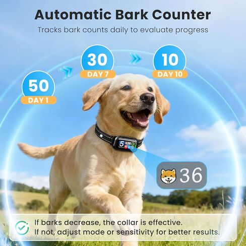Upgraded Dog Bark Collar, NATGOVOD Smart Barking Collar with 5 Modes & 5 Adjustable Sensitivity & Bark Counter, Waterproof Automatic Shock Collar for Small Medium Large Dogs 10-120lbs in Saudi Arabia