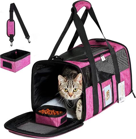 20" Large Soft Sided Cat Carrier Pet Carrier for Cats Dogs Under 25 lbs, Folding Dog Carrier Cat Carrier for 2 Cats Travel Carrier Bag, Green in Saudi Arabia